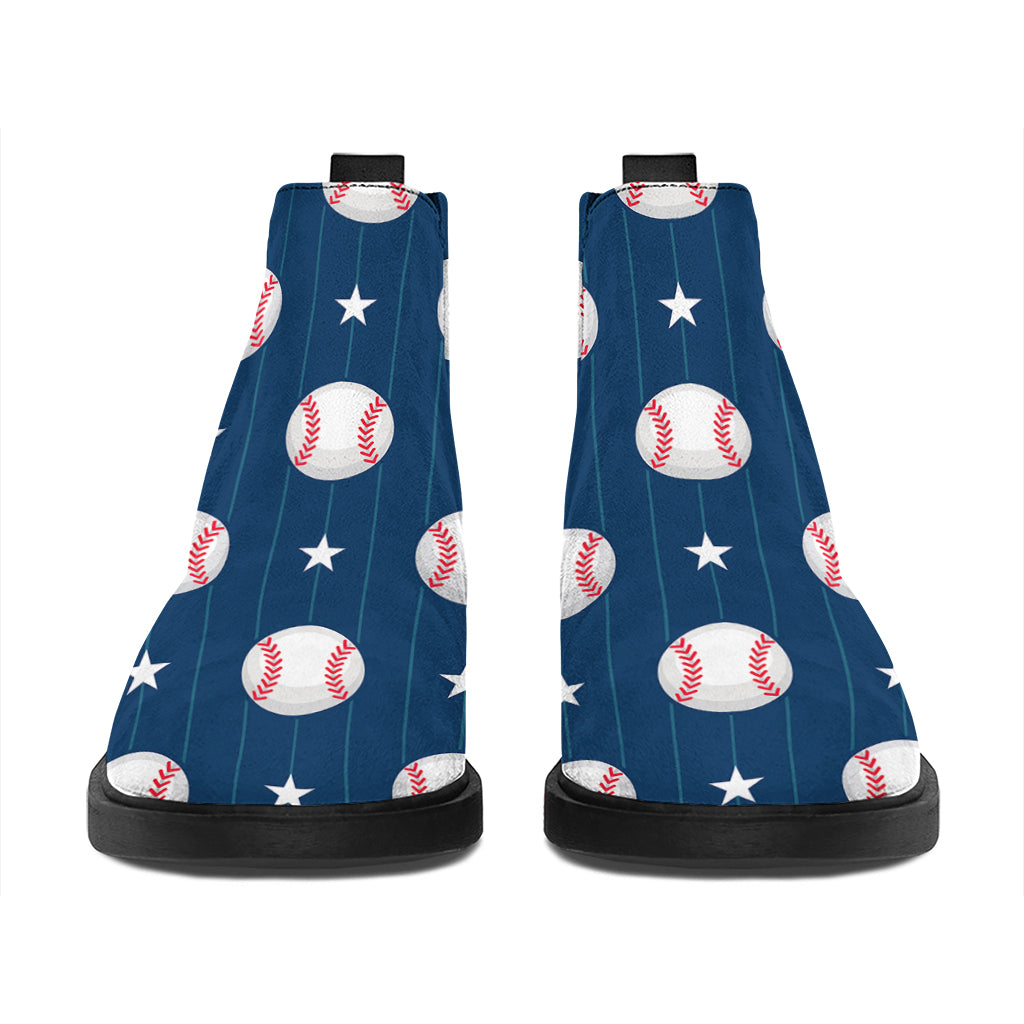 Baseballs Star Pattern Print Flat Ankle Boots