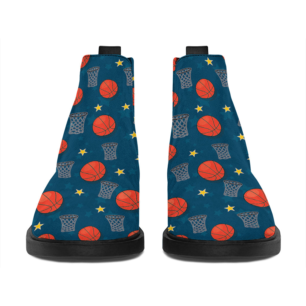 Basketball Theme Pattern Print Flat Ankle Boots