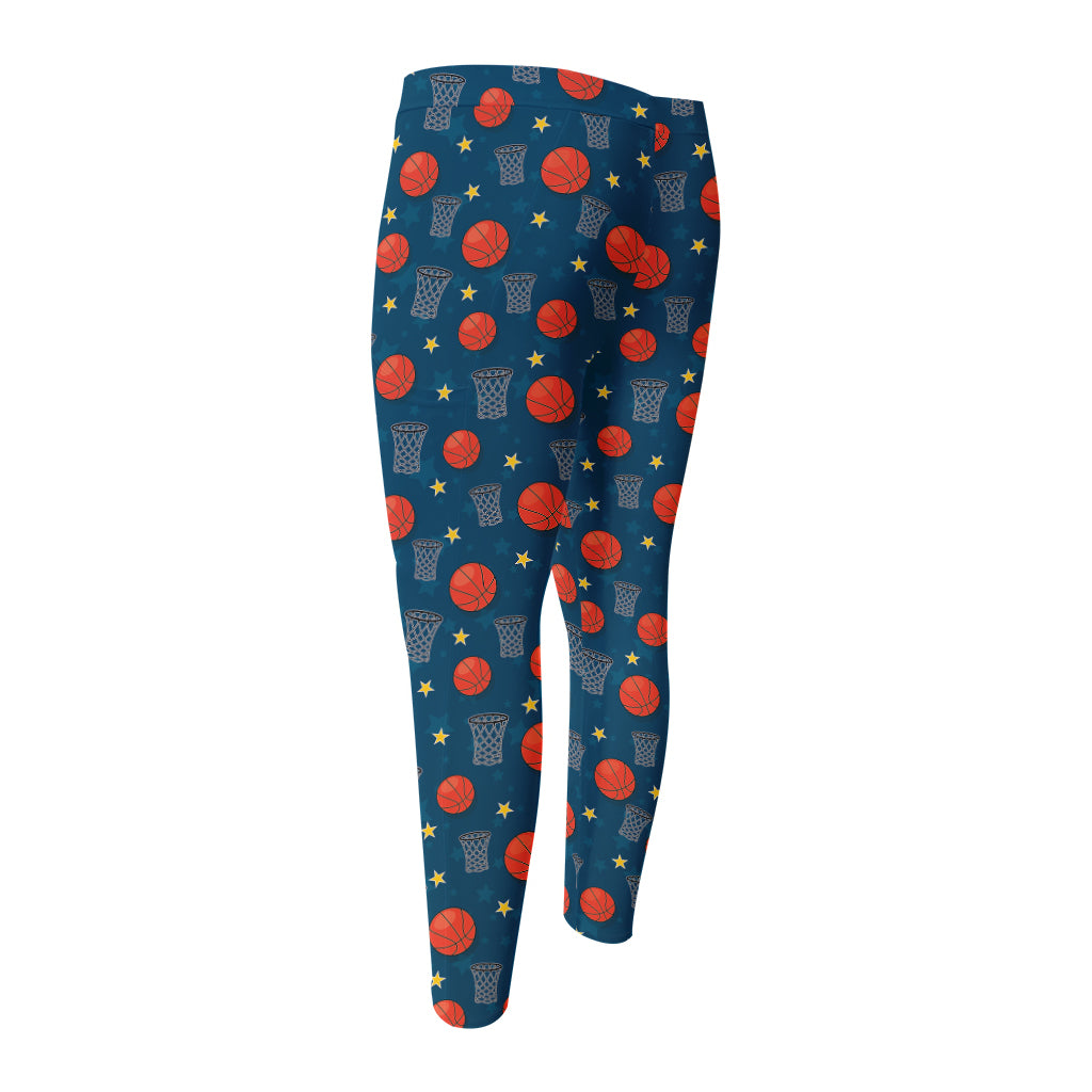 Basketball Theme Pattern Print Men's Compression Pants