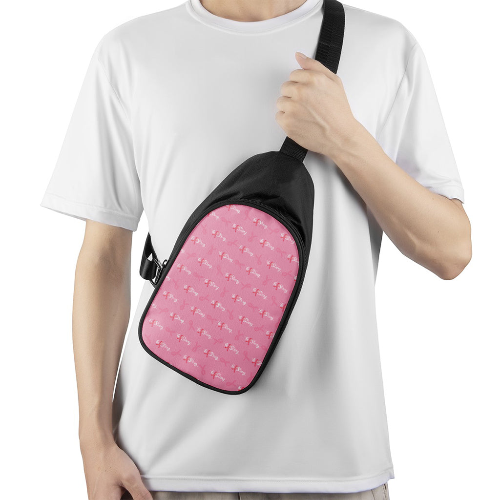Be Strong Breast Cancer Pattern Print Chest Bag