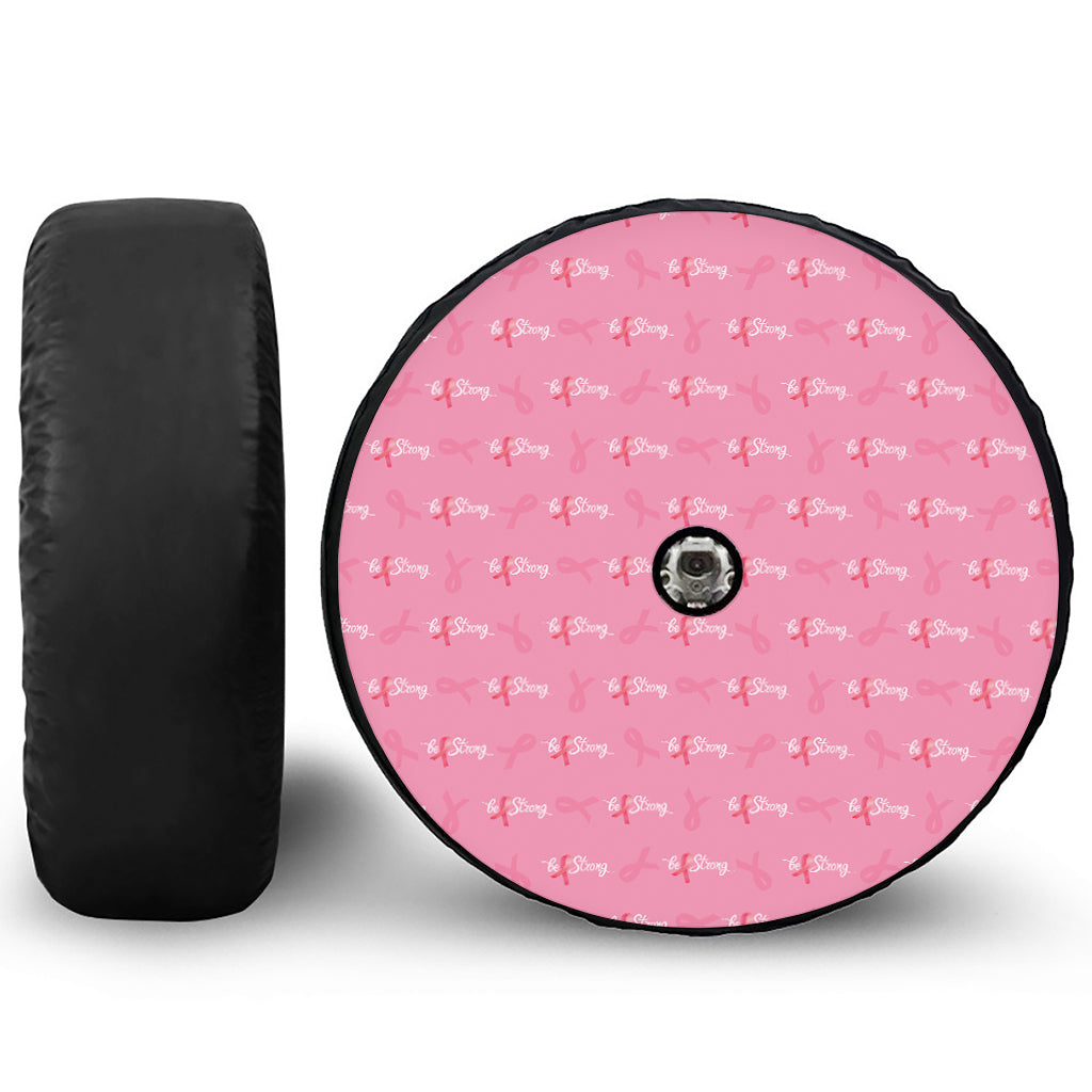 Be Strong Breast Cancer Pattern Print Tire Cover With Camera Hole