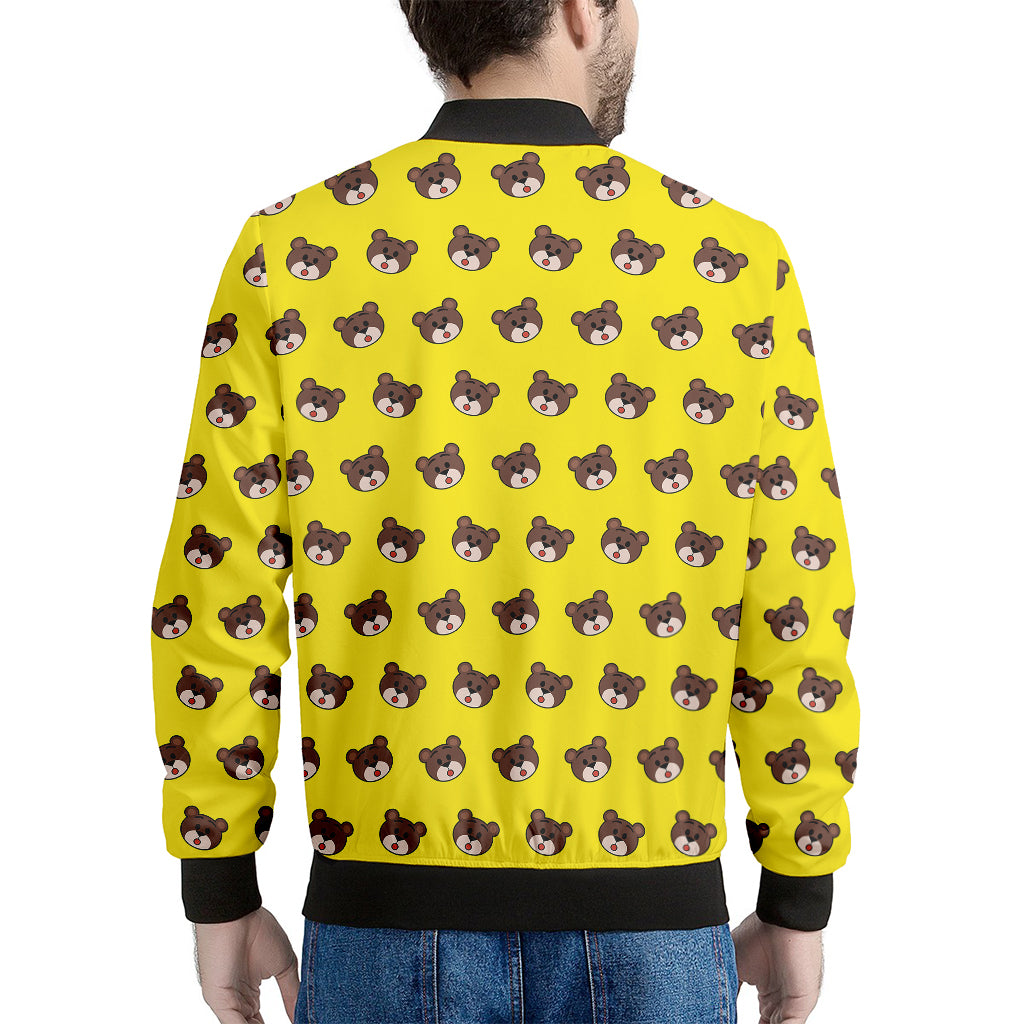 Bear Emoji Pattern Print Men's Bomber Jacket