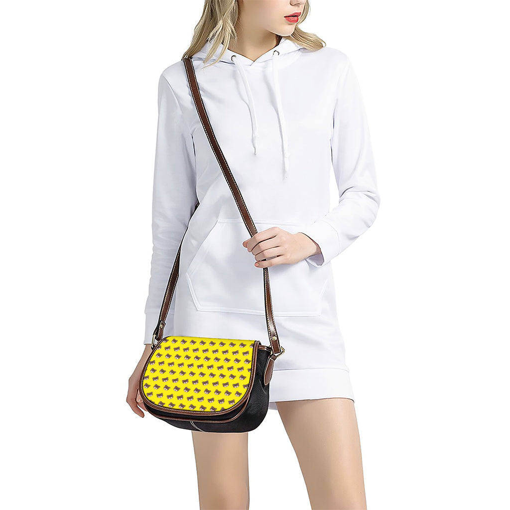 Bear Emoji Pattern Print Saddle Bag