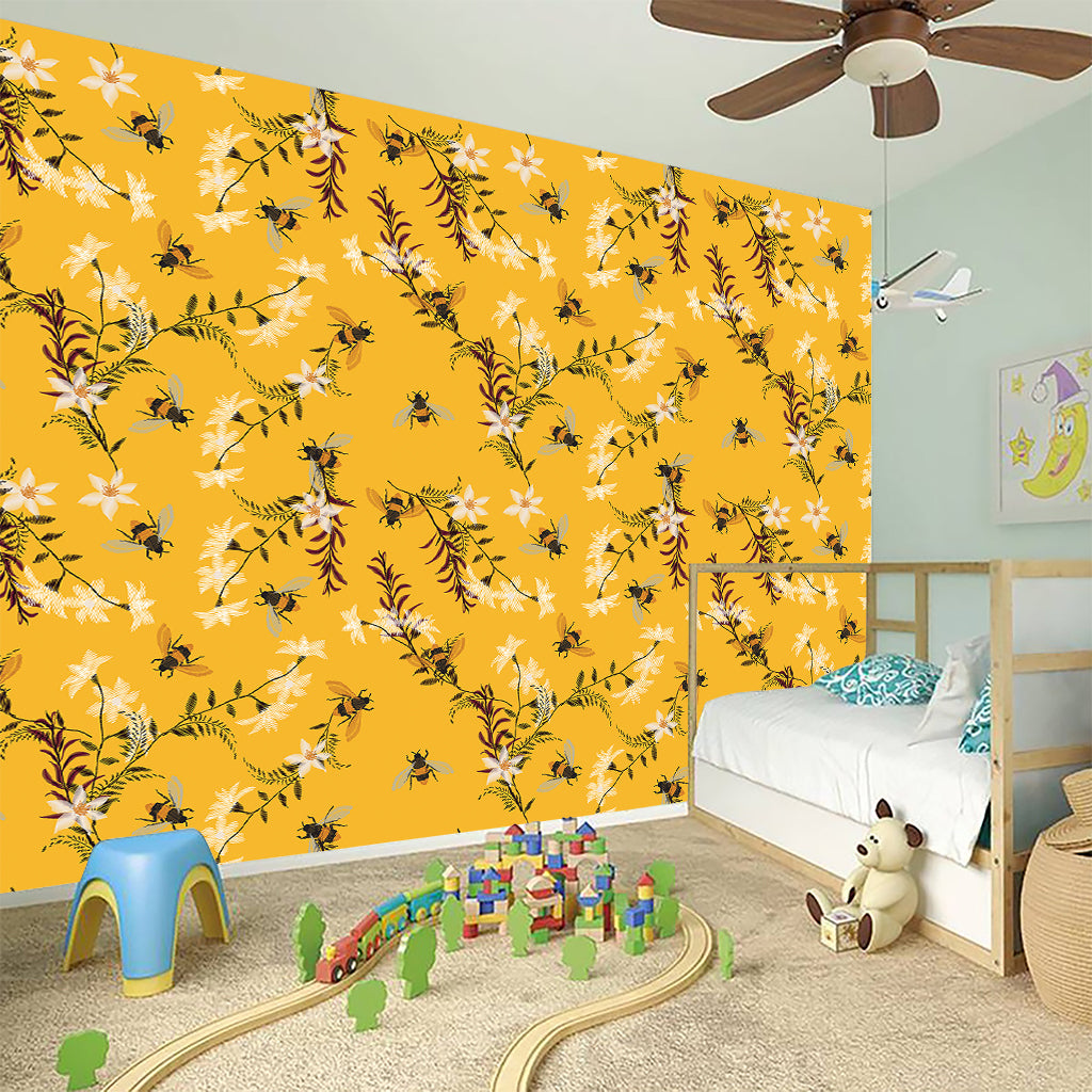 Bee Drawing Pattern Print Wall Sticker