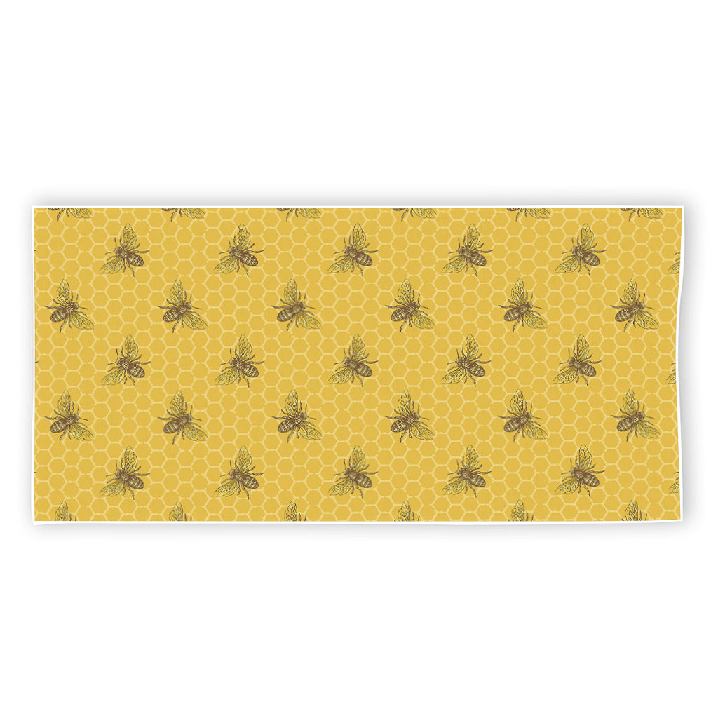Bee Honeycomb Pattern Print Beach Towel