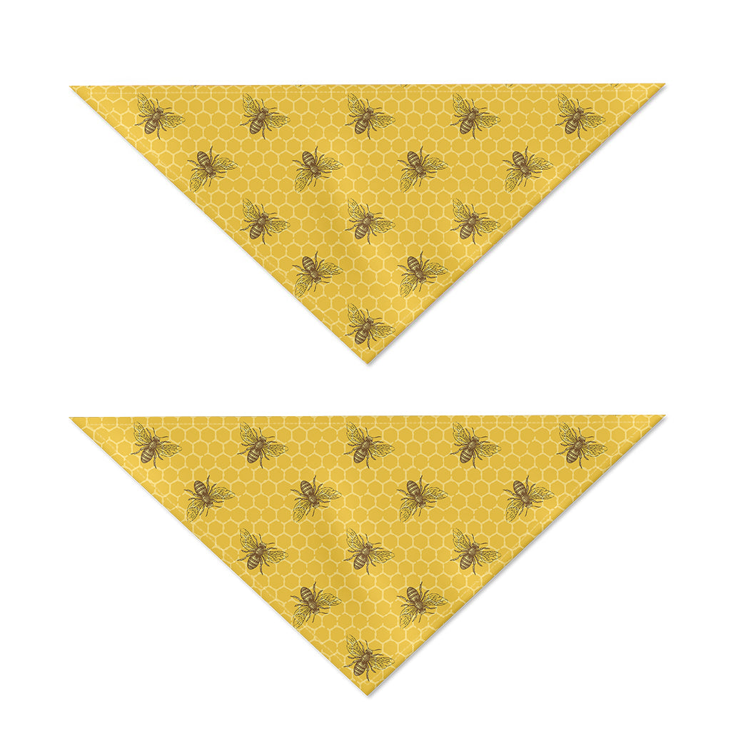 Bee Honeycomb Pattern Print Dog Bandana