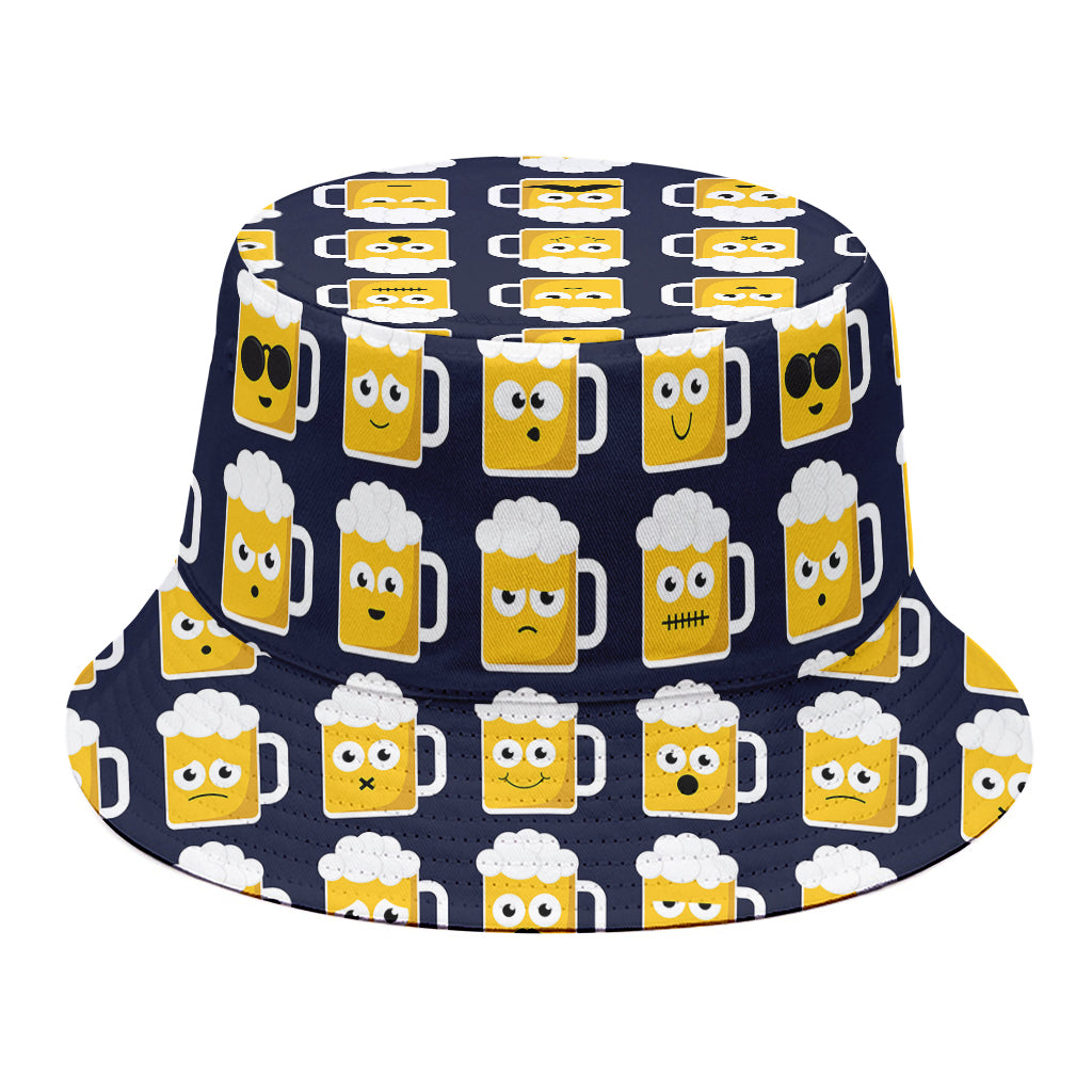 Beer Emoji Pattern Print Bucket Hat