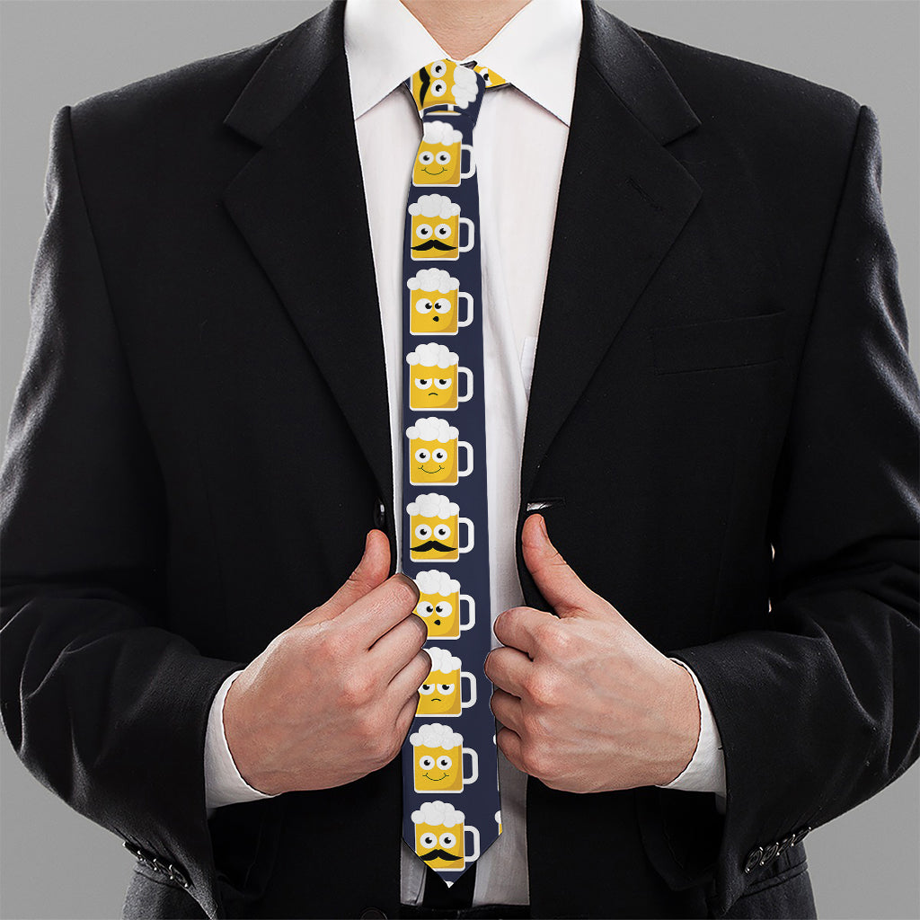 Beer Emoji Pattern Print Necktie