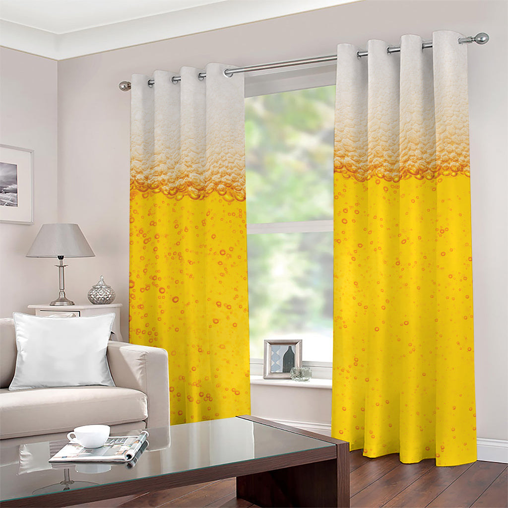 Beer With Foam Print Grommet Curtains