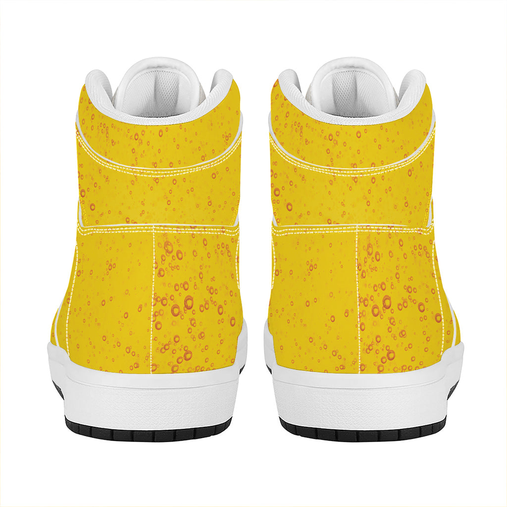 Beer With Foam Print High Top Leather Sneakers