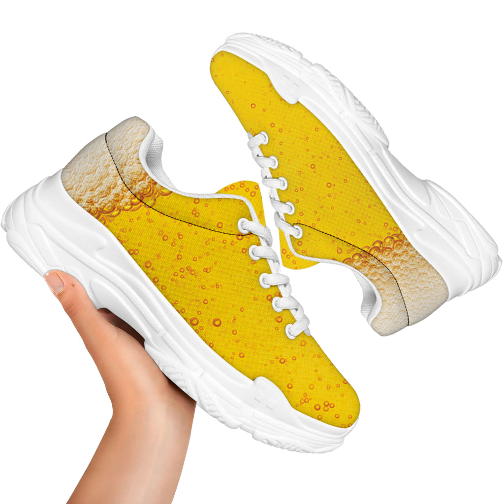 Beer With Foam Print White Chunky Shoes