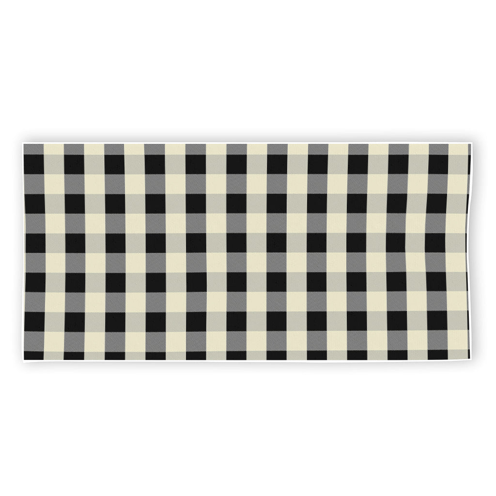 Beige And Black Buffalo Check Print Beach Towel