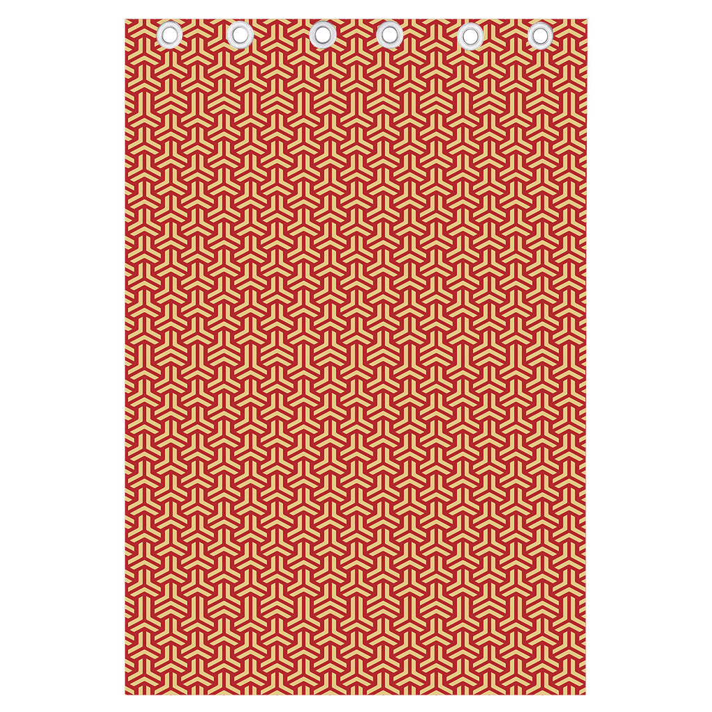 Beige And Red Japanese Pattern Print Curtain