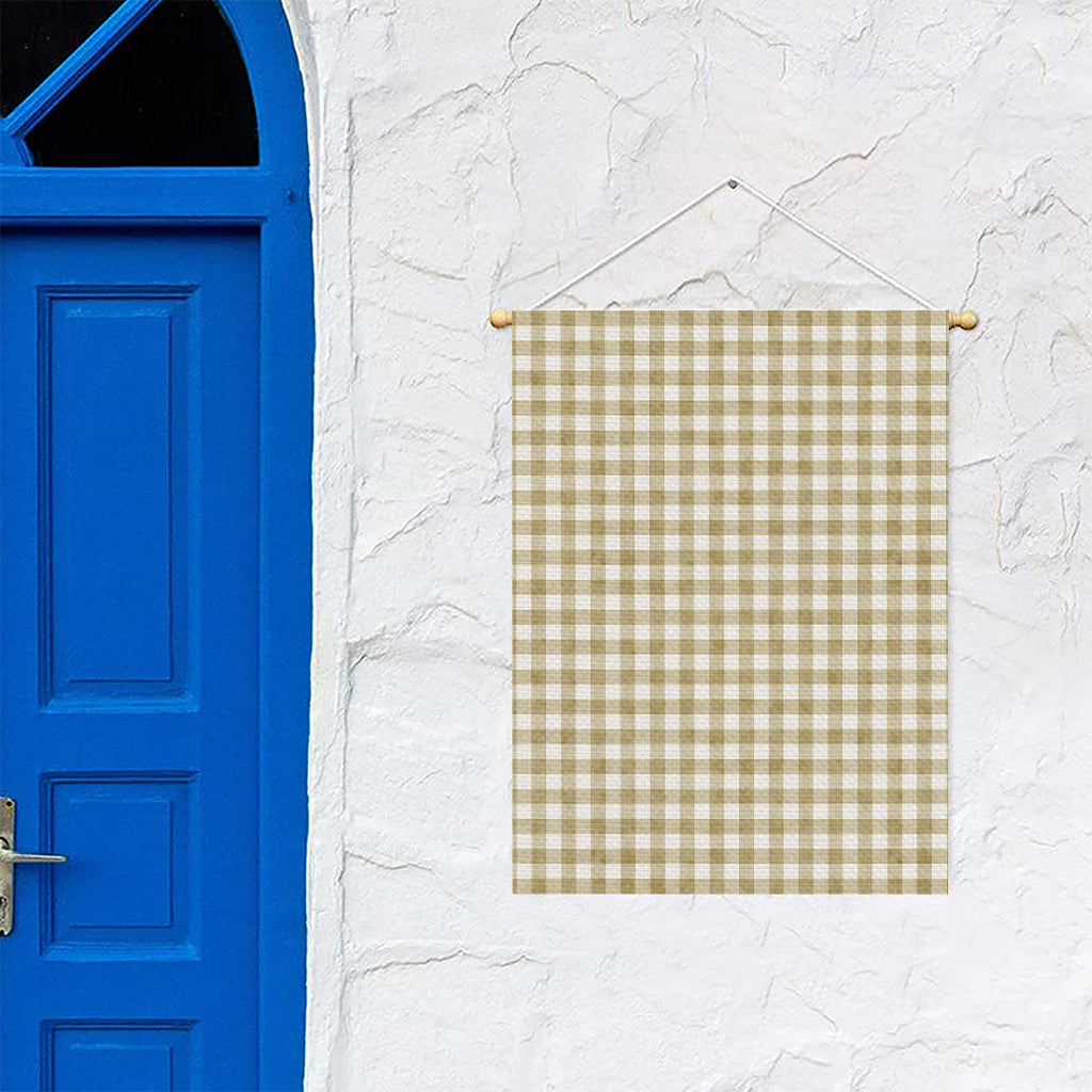 Beige And White Gingham Pattern Print Garden Flag