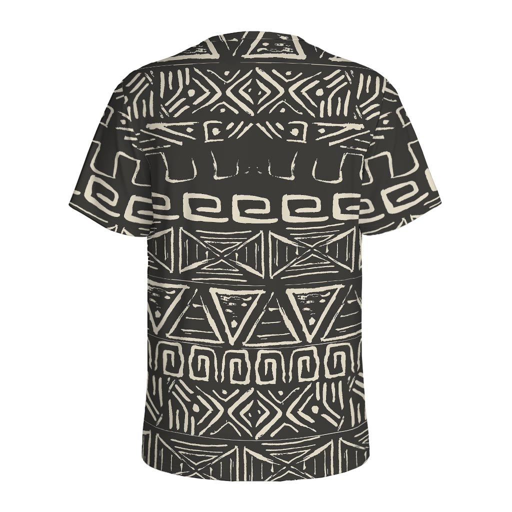 Beige Aztec Pattern Print Men's Sports T-Shirt