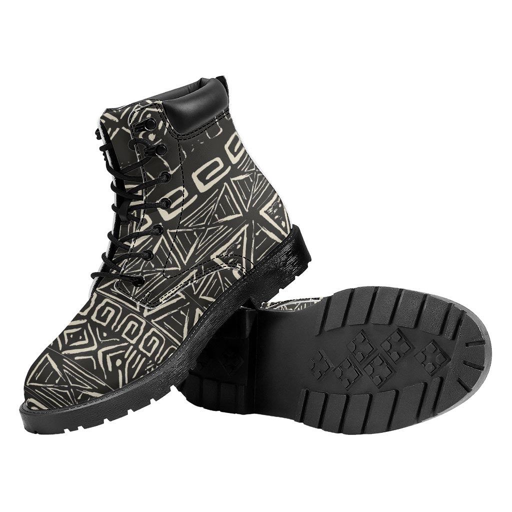 Beige Aztec Pattern Print Work Boots