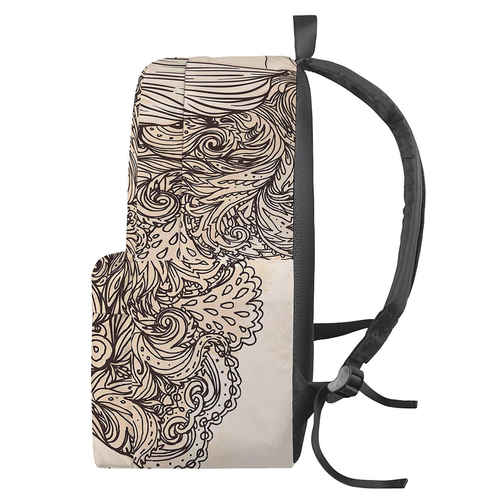 Beige Buddha Mandala Print Backpack