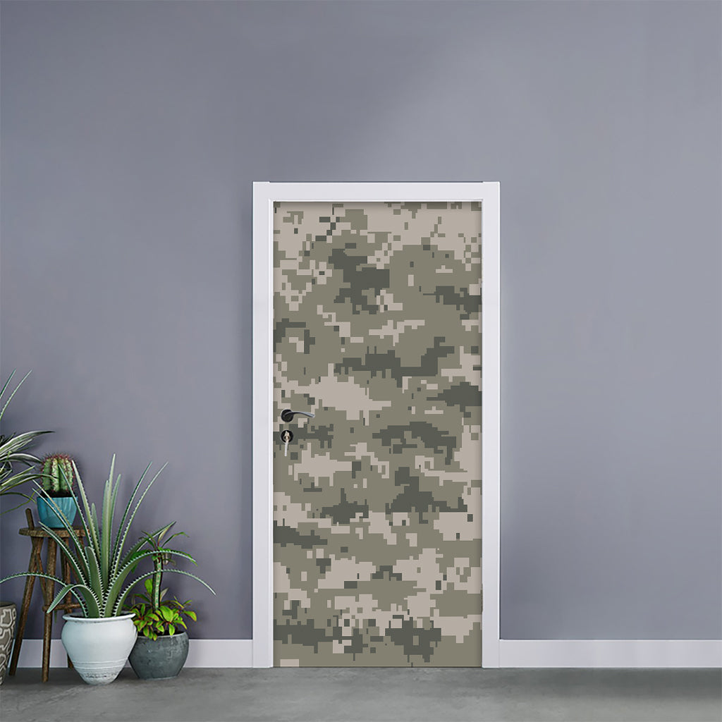 Beige Digital Camo Pattern Print Door Sticker