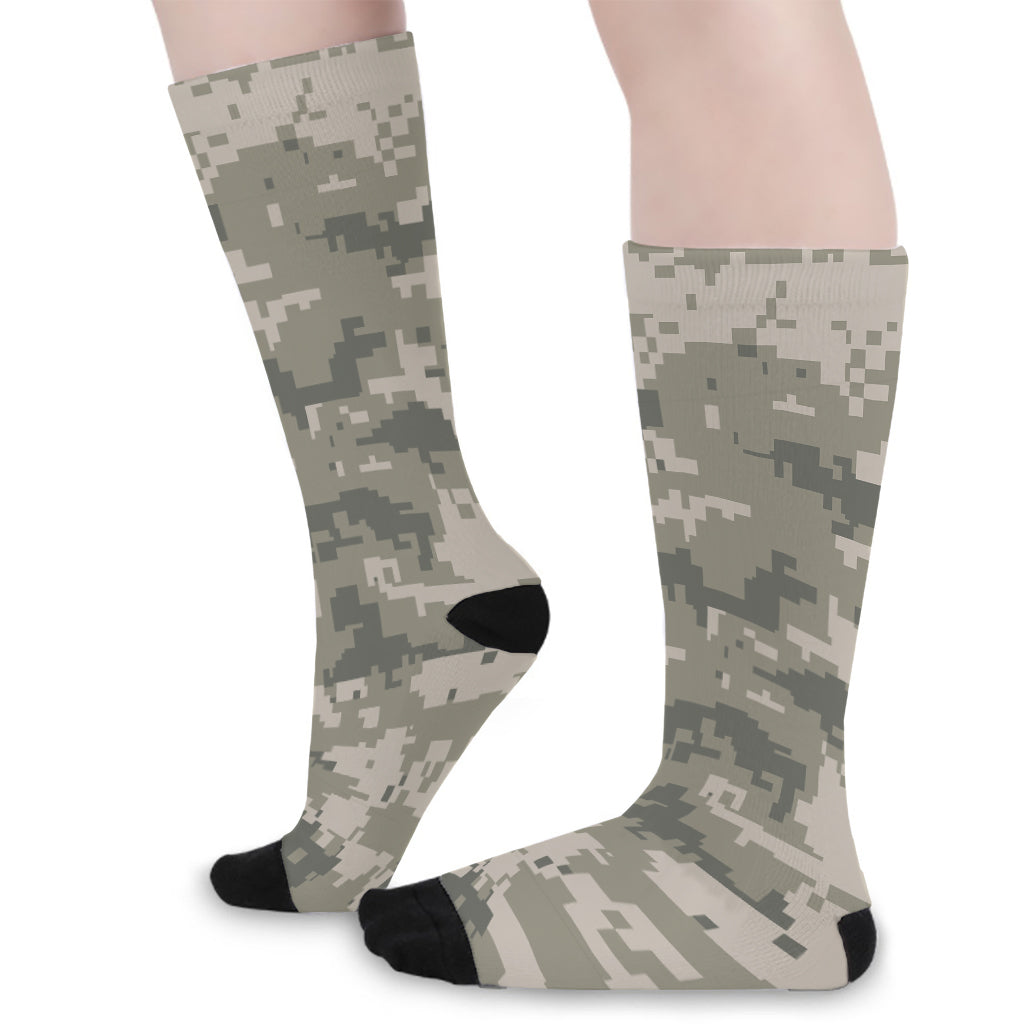 Beige Digital Camo Pattern Print Long Socks