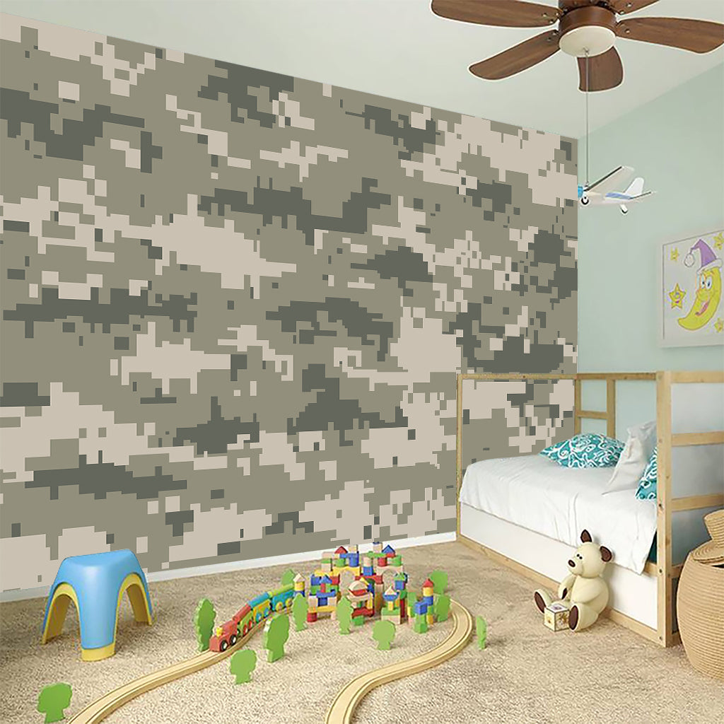 Beige Digital Camo Pattern Print Wall Sticker