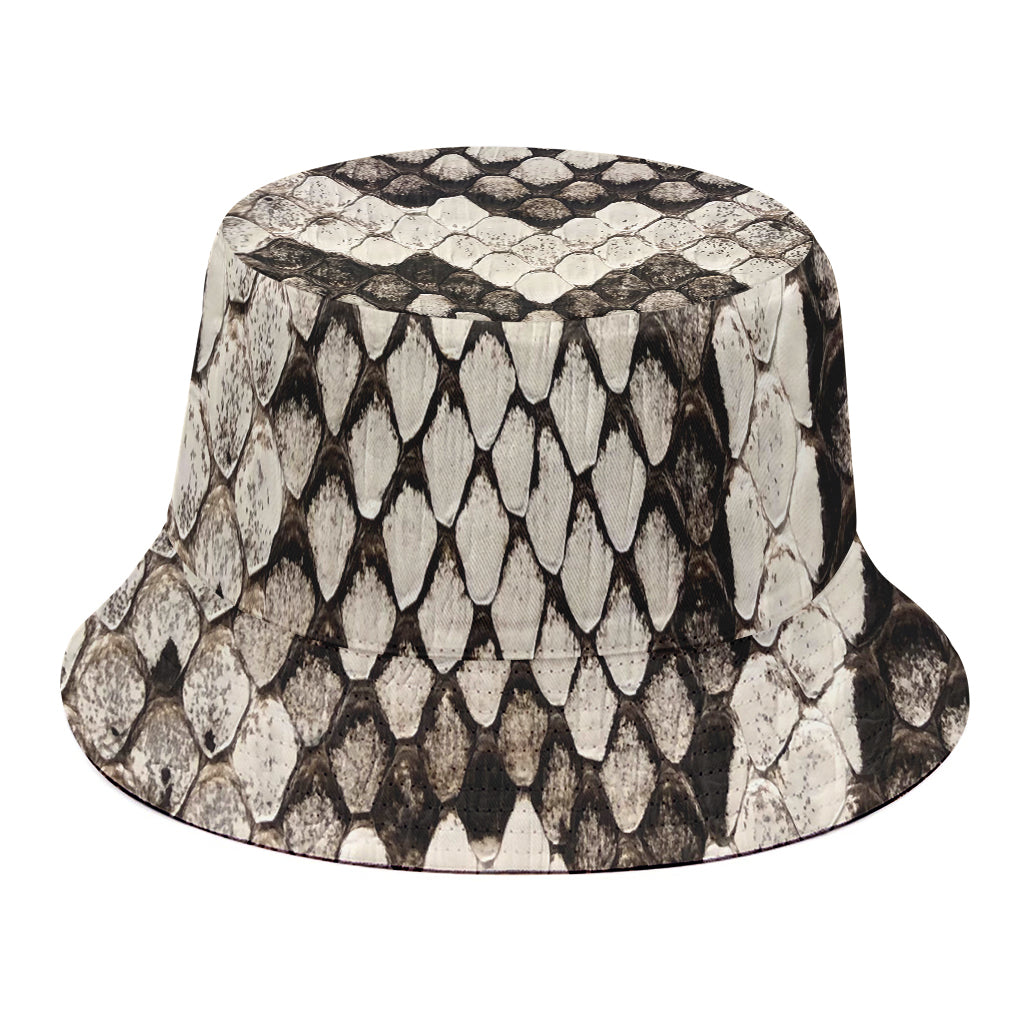 Beige Snakeskin Print Bucket Hat