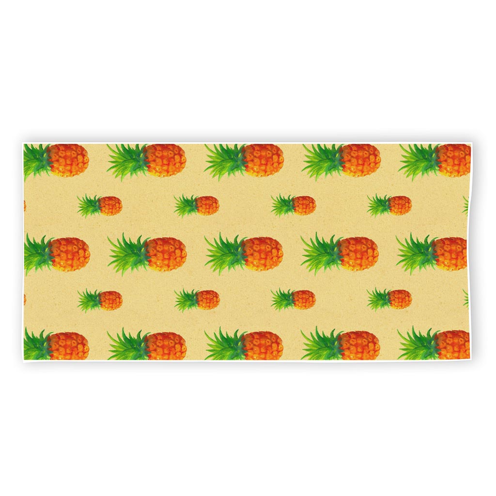 Beige Watercolor Pineapple Pattern Print Beach Towel