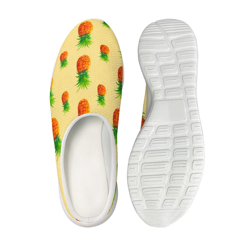 Beige Watercolor Pineapple Pattern Print Mesh Casual Shoes