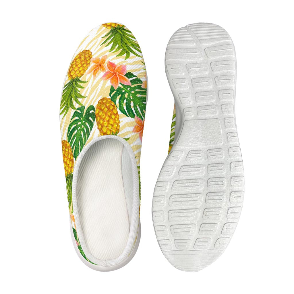 Beige Zebra Pineapple Pattern Print Mesh Casual Shoes