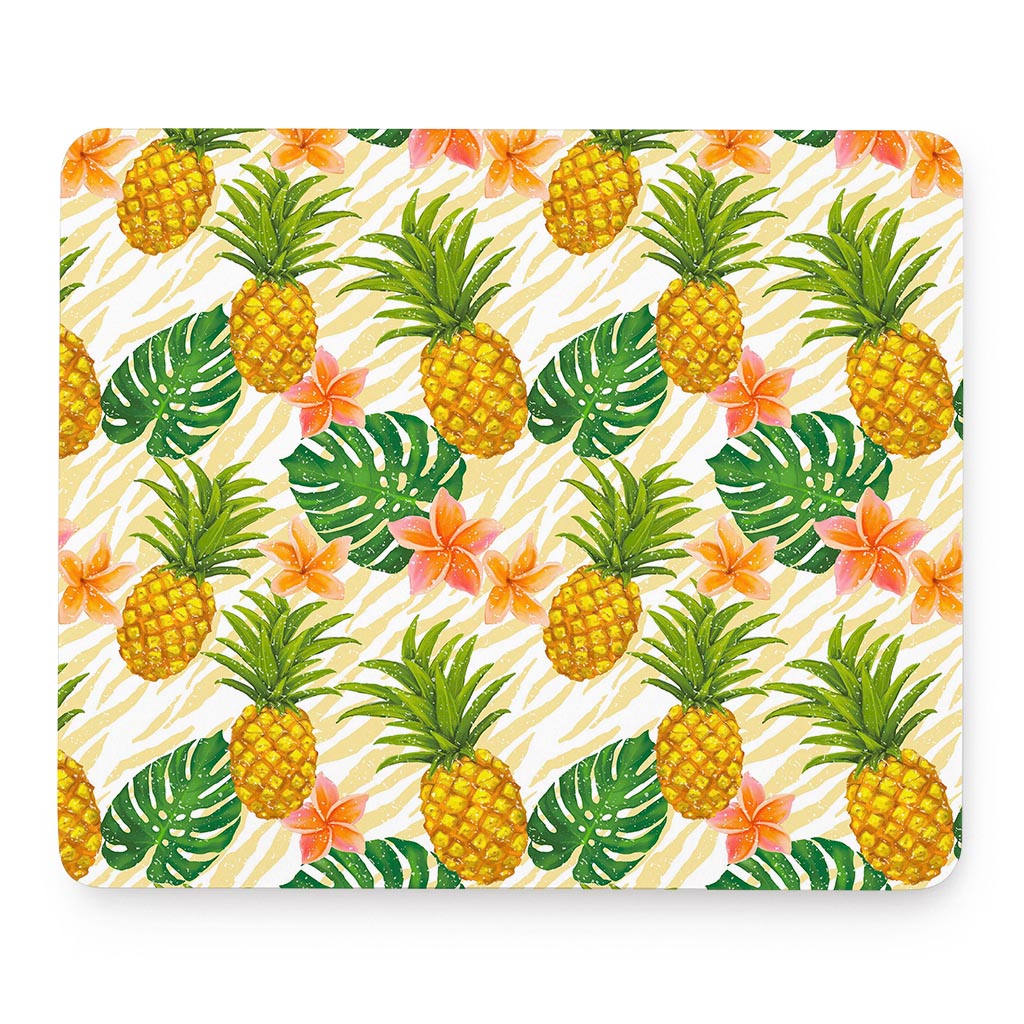 Beige Zebra Pineapple Pattern Print Mouse Pad