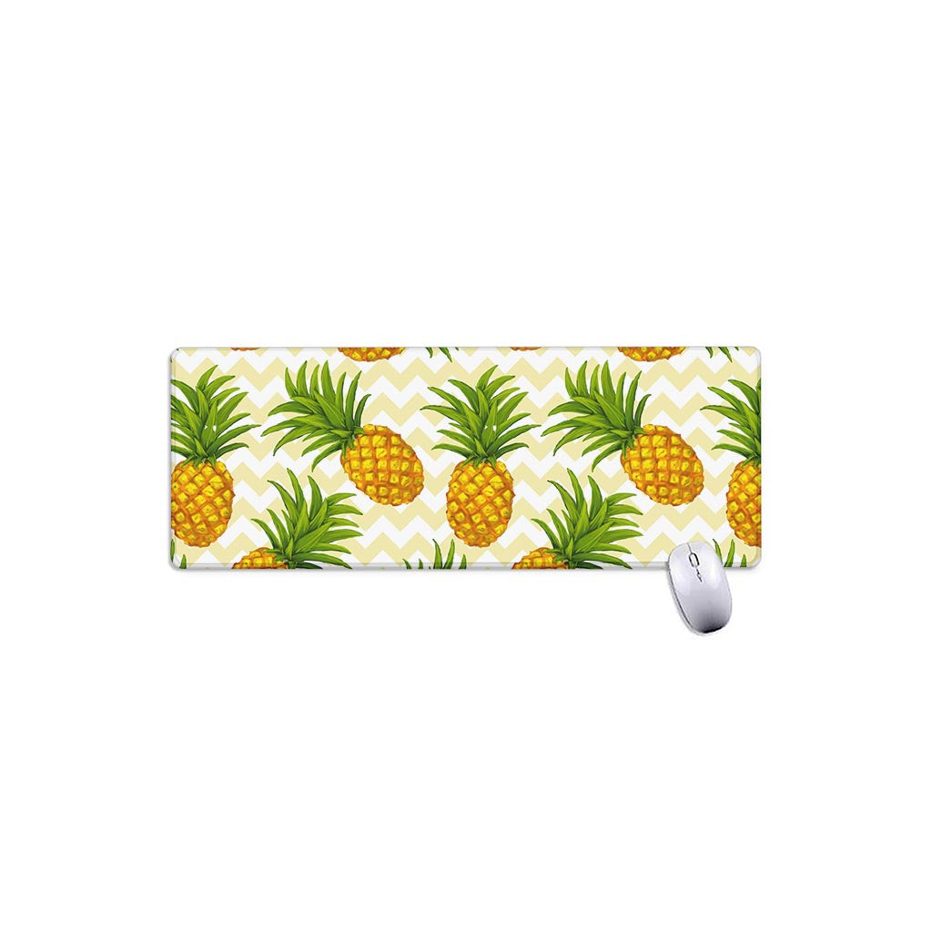 Beige Zig Zag Pineapple Pattern Print Extended Mouse Pad