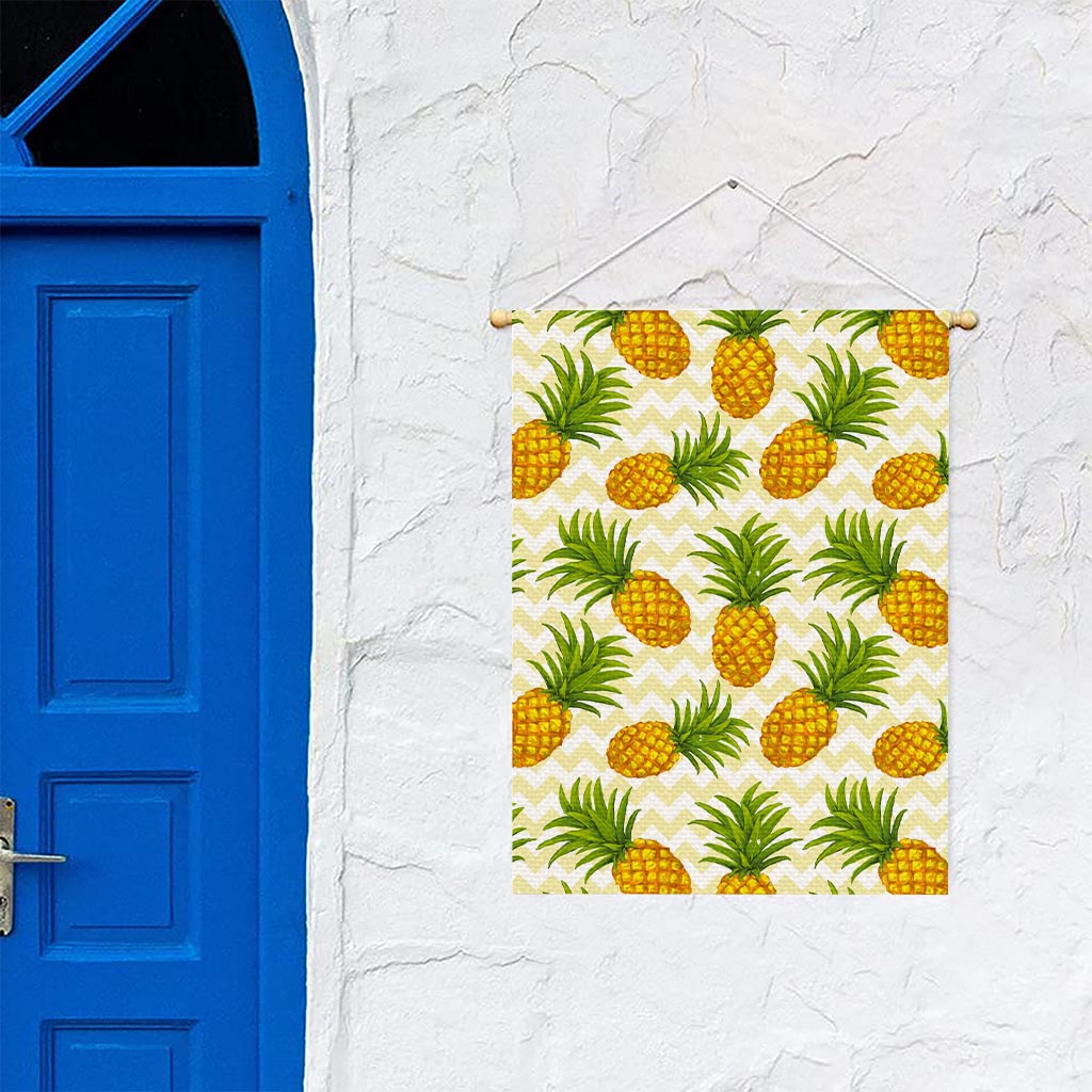 Beige Zig Zag Pineapple Pattern Print Garden Flag
