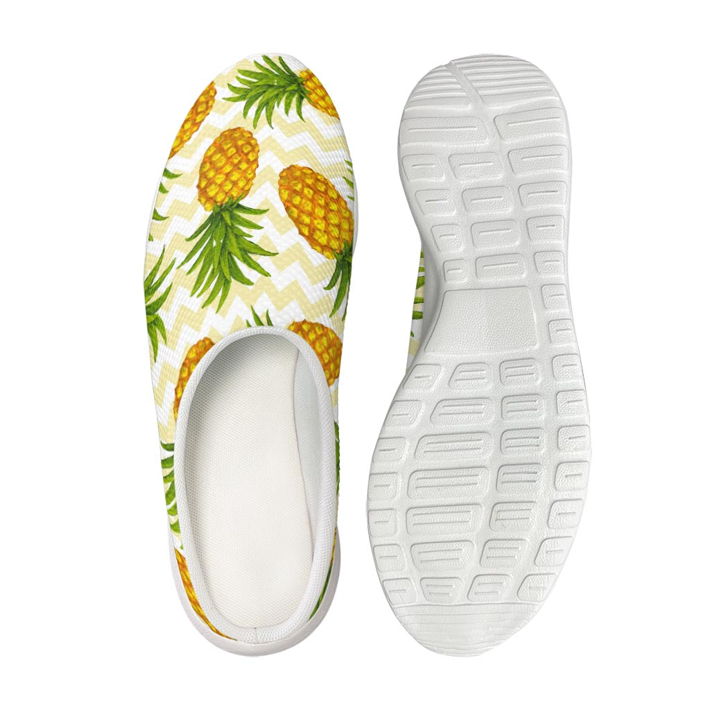 Beige Zig Zag Pineapple Pattern Print Mesh Casual Shoes