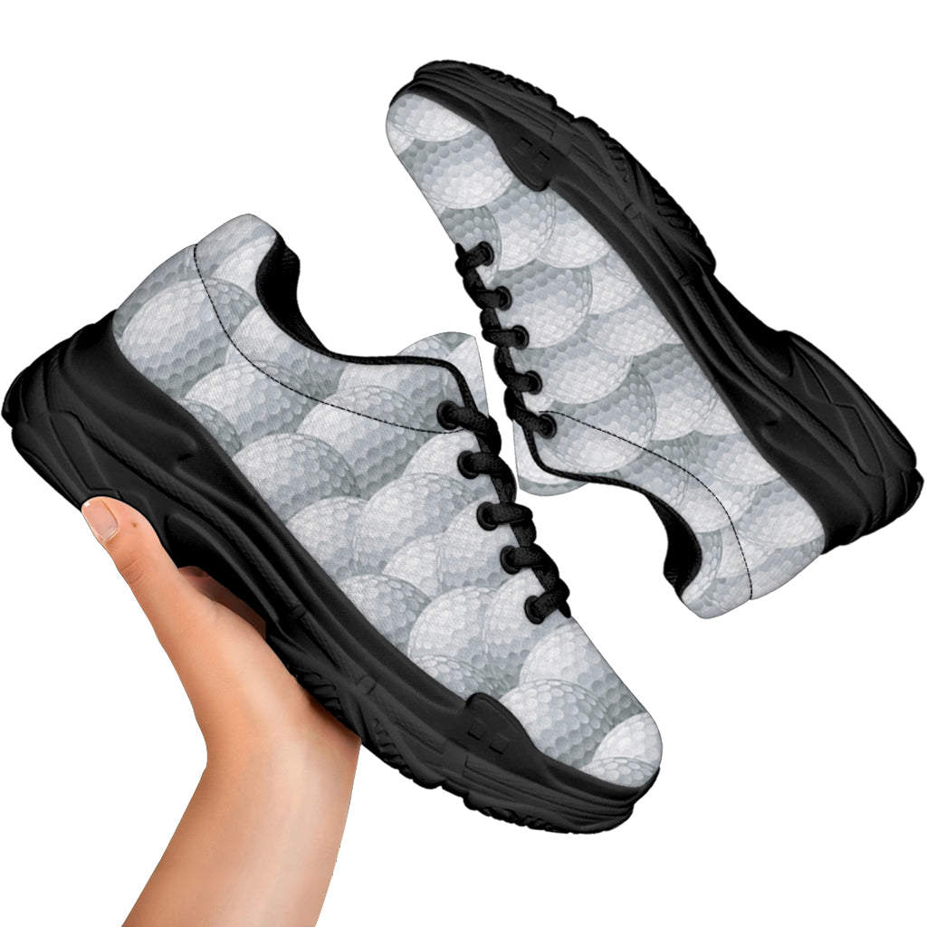 Big Golf Ball Pattern Print Black Chunky Shoes