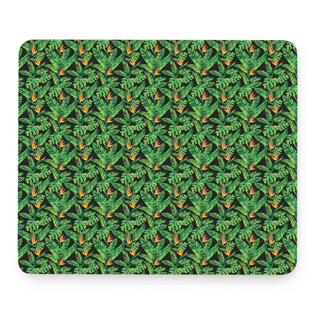 Bird Of Paradise And Palm Leaves Print Mouse Pad