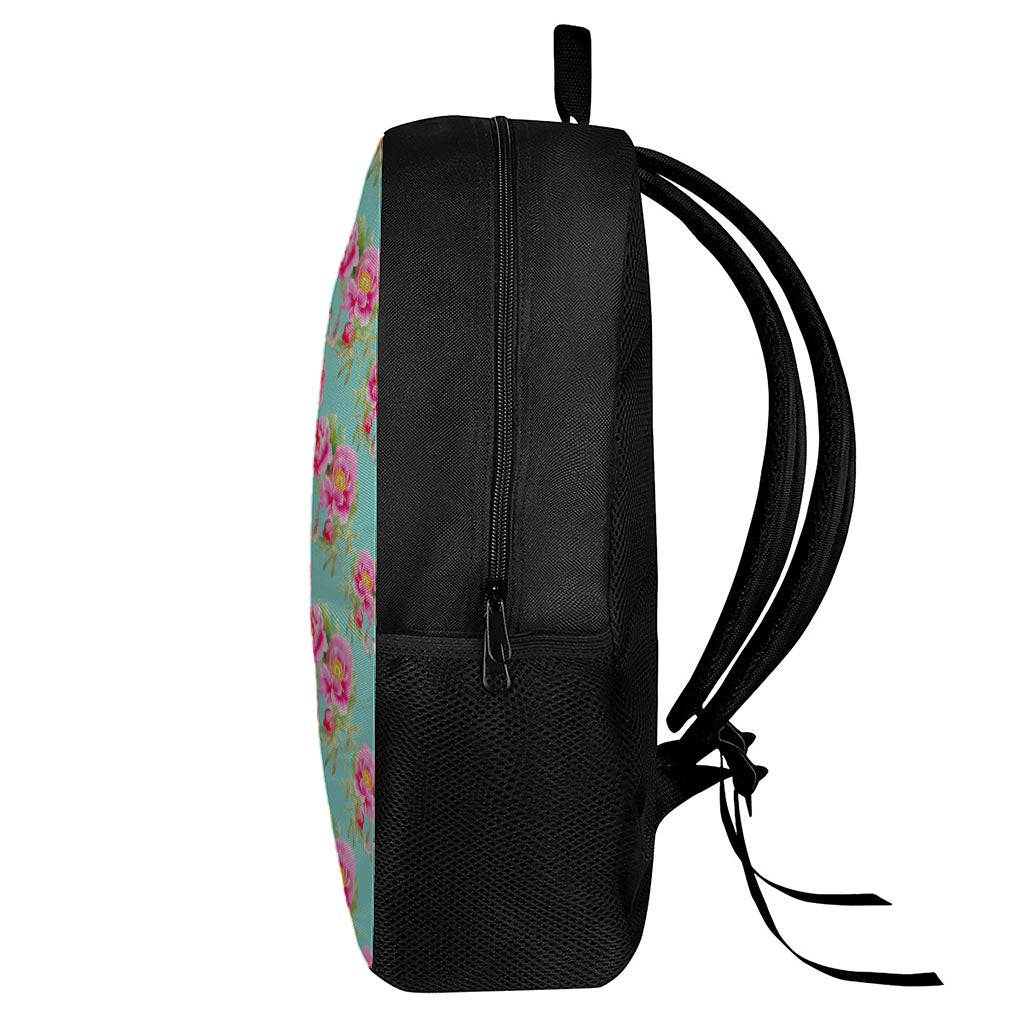 Bird Pink Floral Flower Pattern Print 17 Inch Backpack