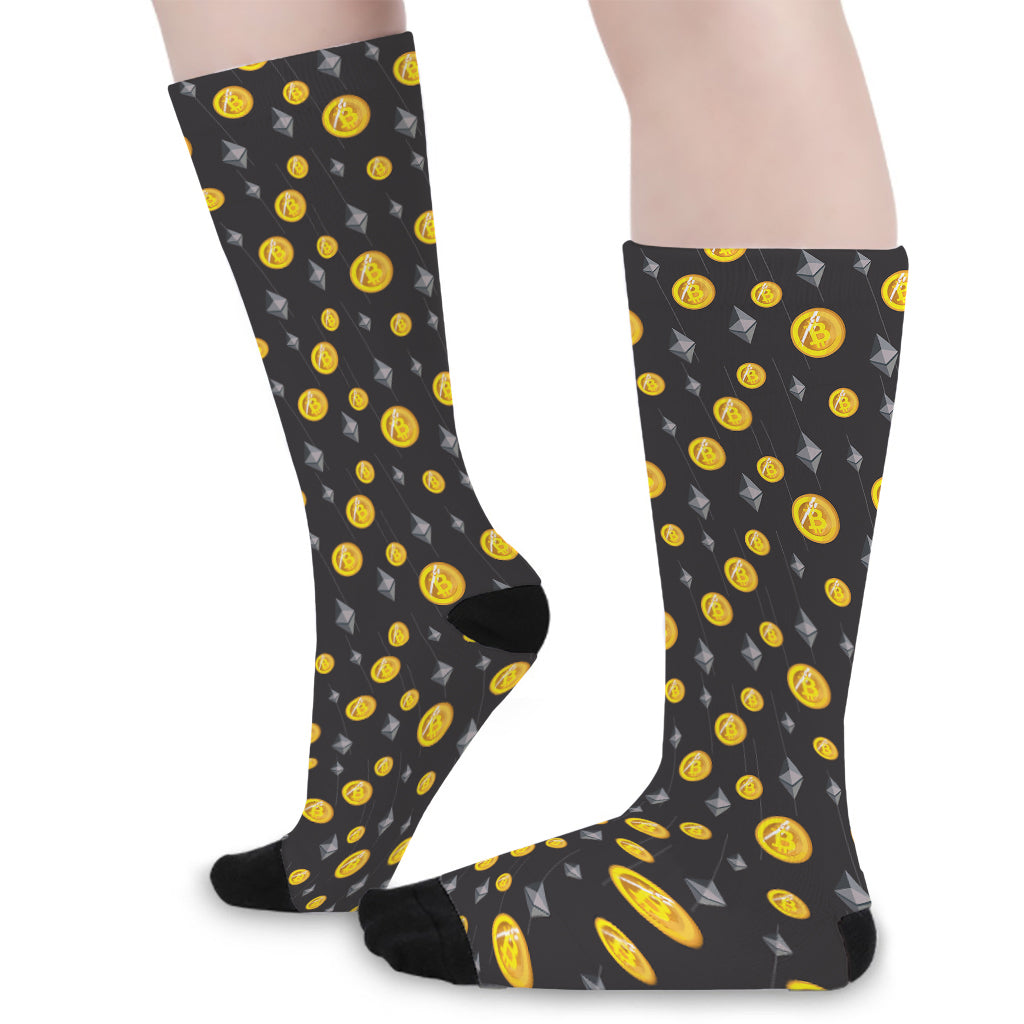 Bitcoin And Ethereum Pattern Print Long Socks
