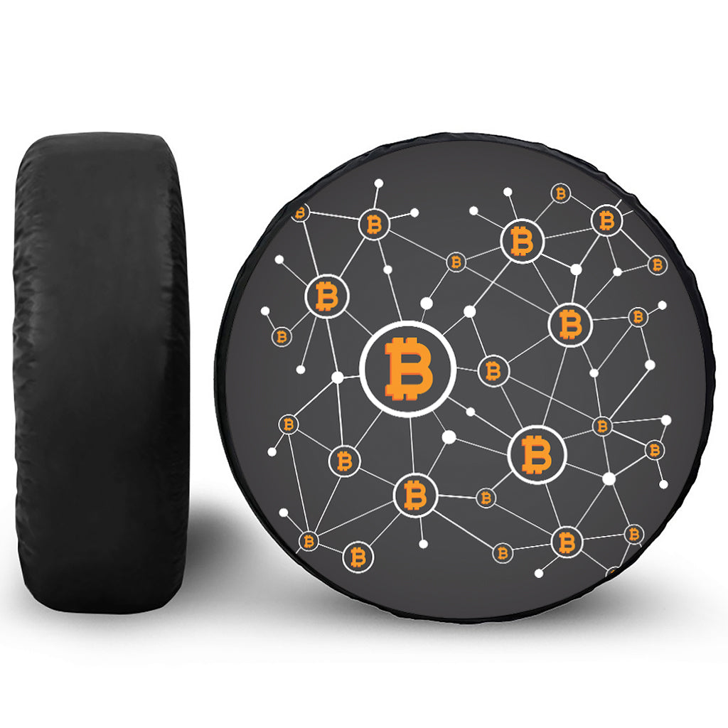 Bitcoin Connection Pattern Print Tire Cover