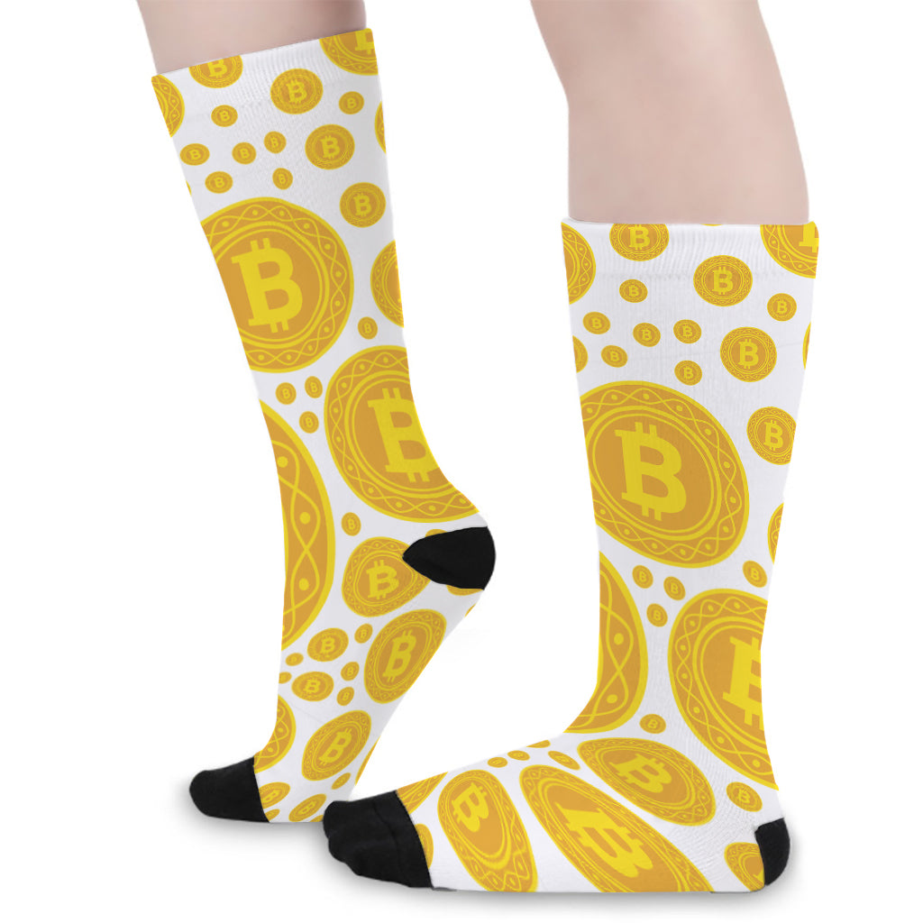 Bitcoin Crypto Pattern Print Long Socks