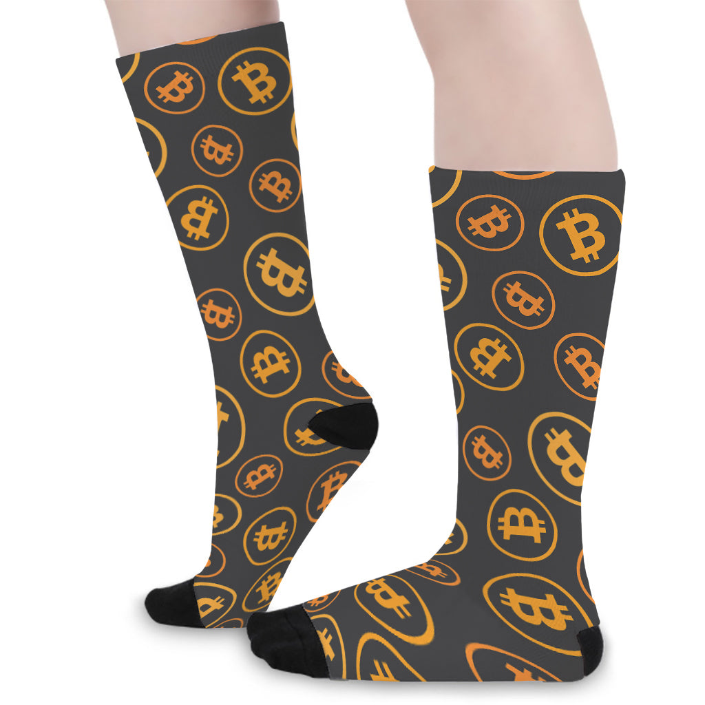 Bitcoin Cryptocurrency Pattern Print Long Socks