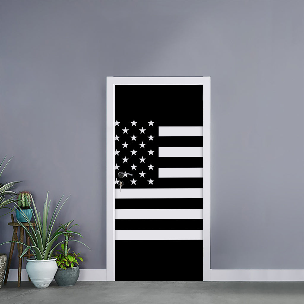 Black American Flag Print Door Sticker