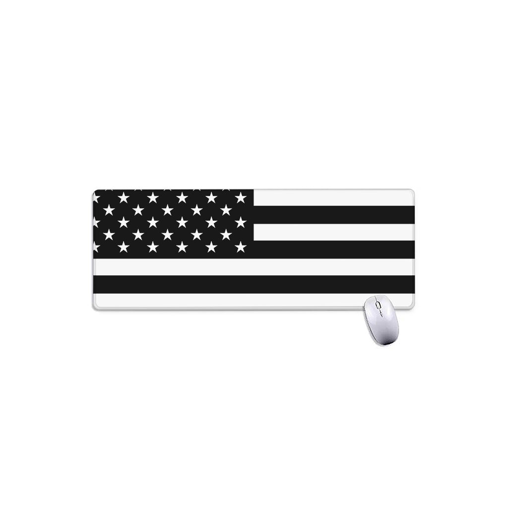Black American Flag Print Extended Mouse Pad