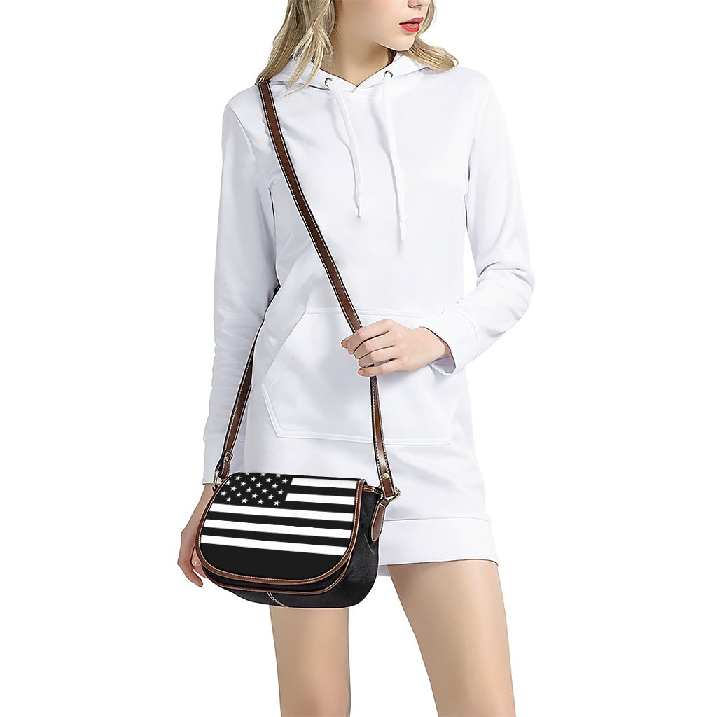 Black American Flag Print Saddle Bag