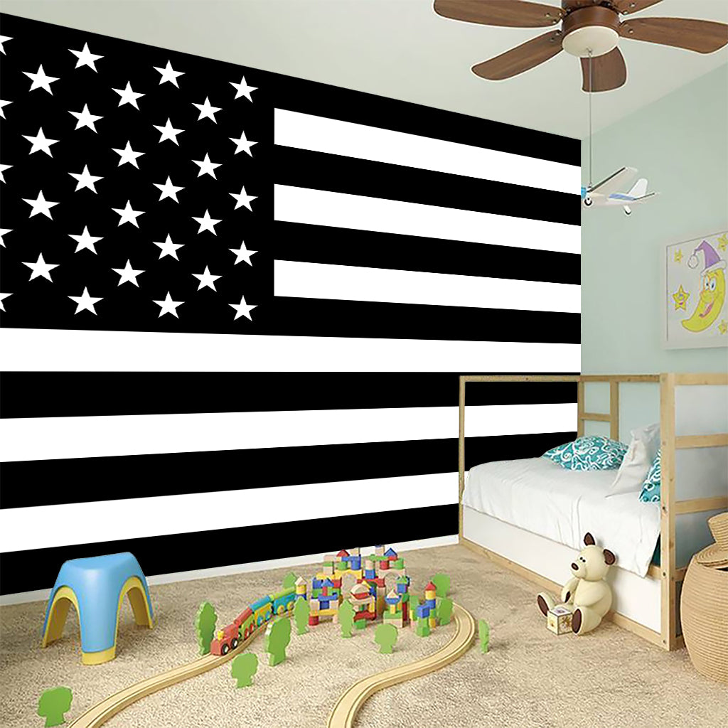Black American Flag Print Wall Sticker