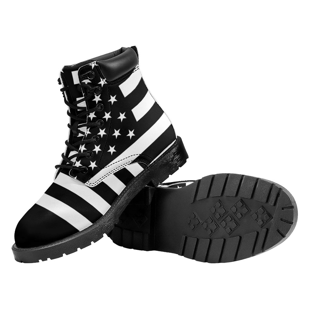 Black American Flag Print Work Boots