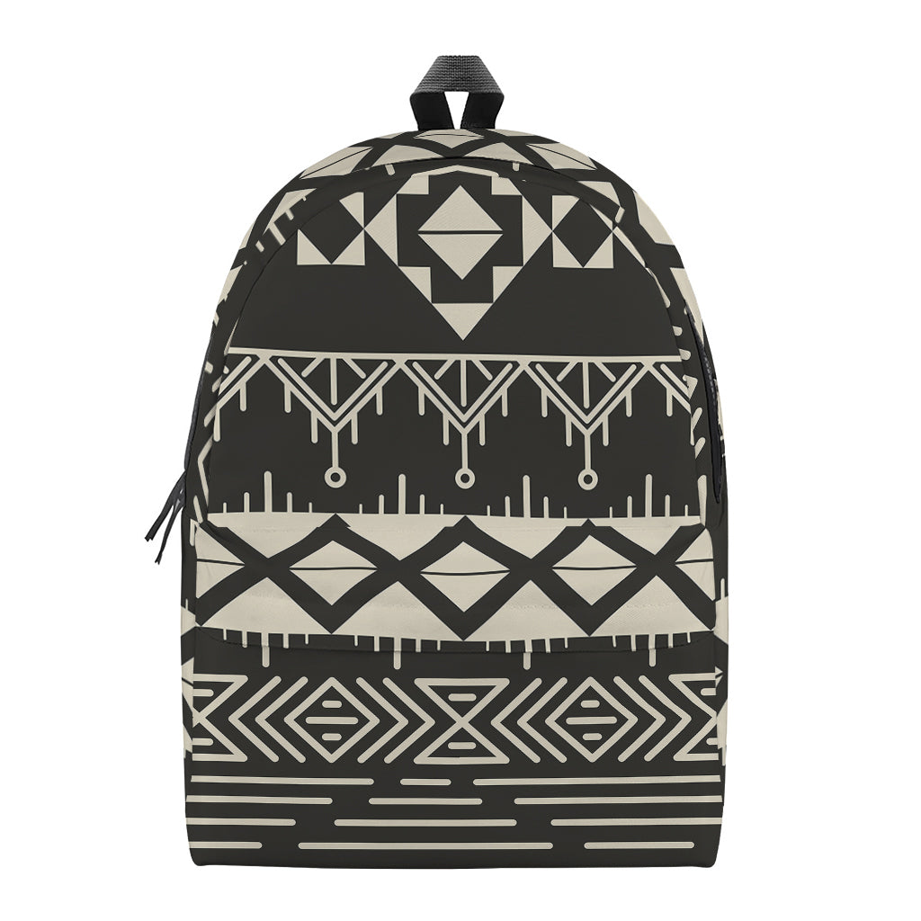 Black And Beige Aztec Pattern Print Backpack