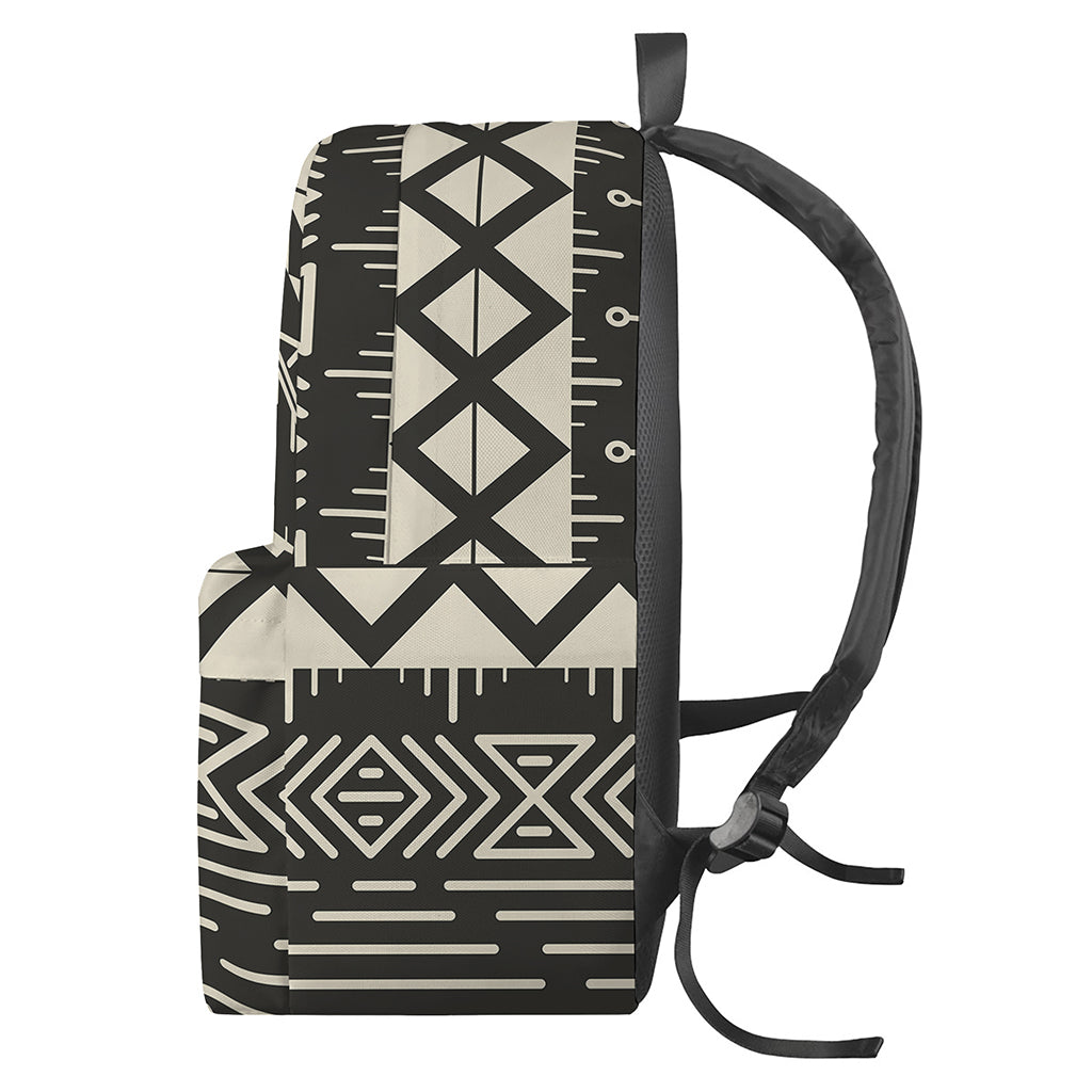 Black And Beige Aztec Pattern Print Backpack