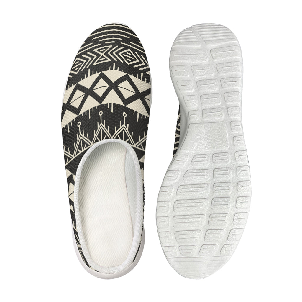 Black And Beige Aztec Pattern Print Mesh Casual Shoes