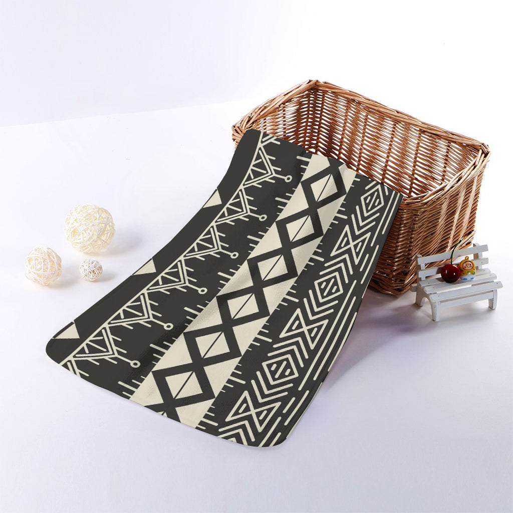 Black And Beige Aztec Pattern Print Towel