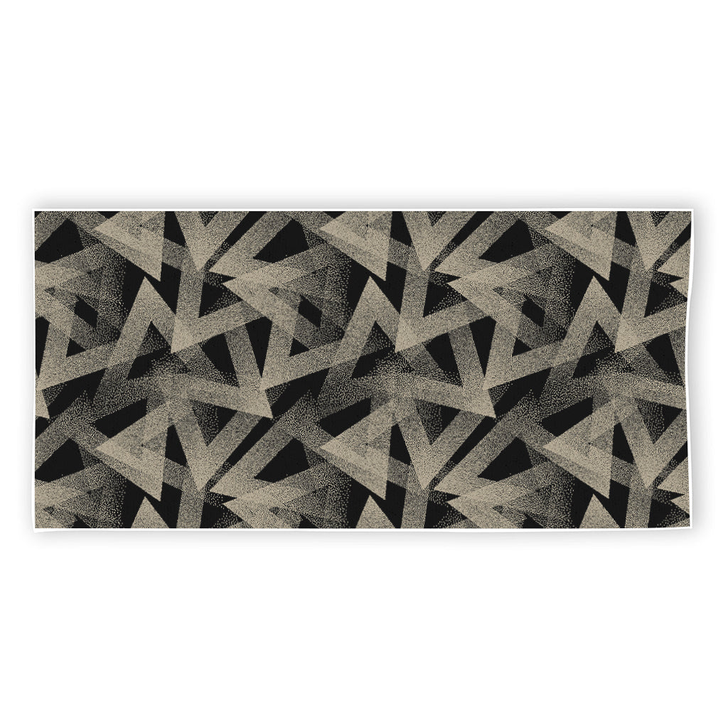 Black And Beige Geometric Triangle Print Beach Towel