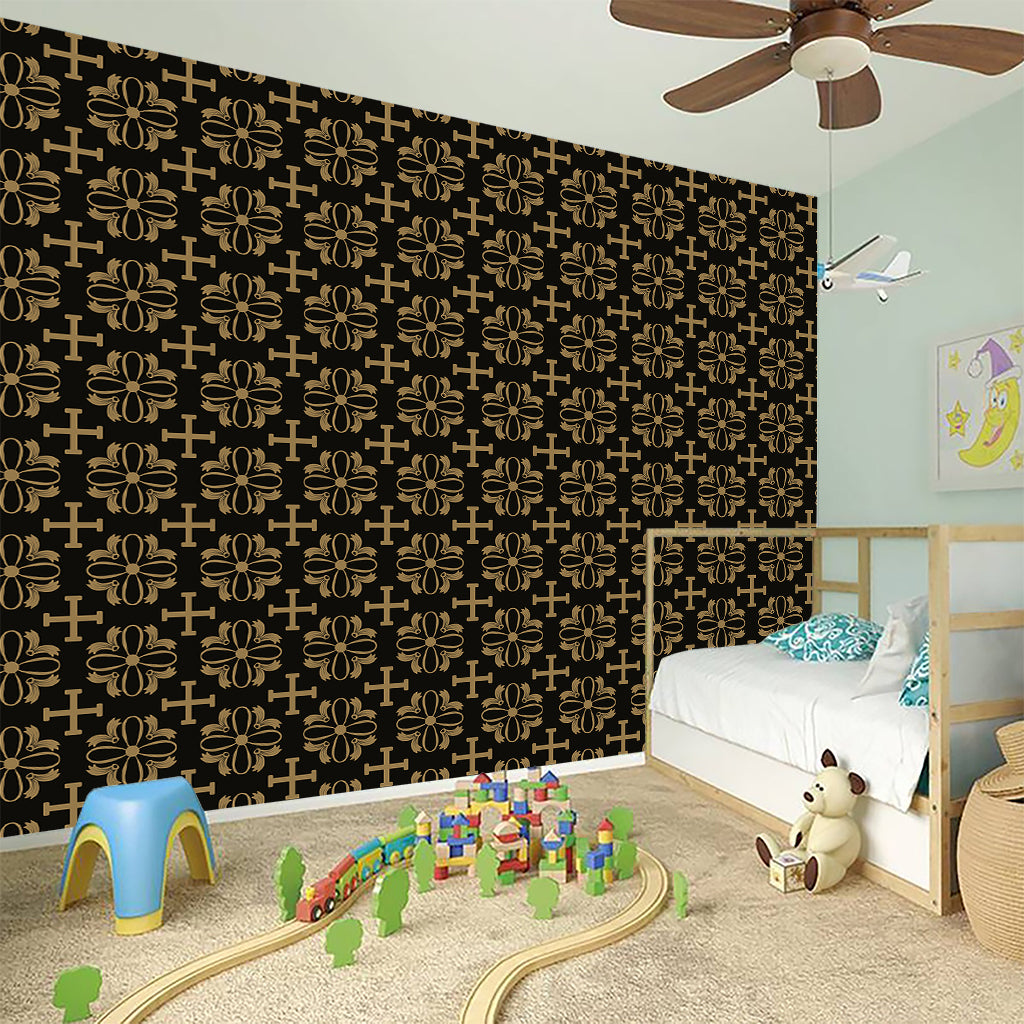 Black And Beige Orthodox Pattern Print Wall Sticker